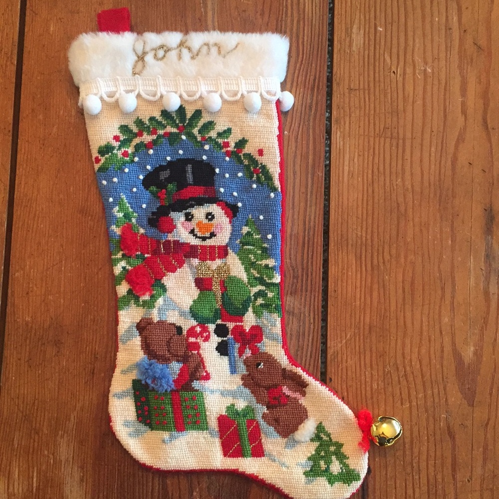 Vintage Christmas embroidered “John” Stocking